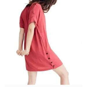 Madewell Journal Dusty Rose T-Shirt Shift Dress With Button Side Slits Plus 2X